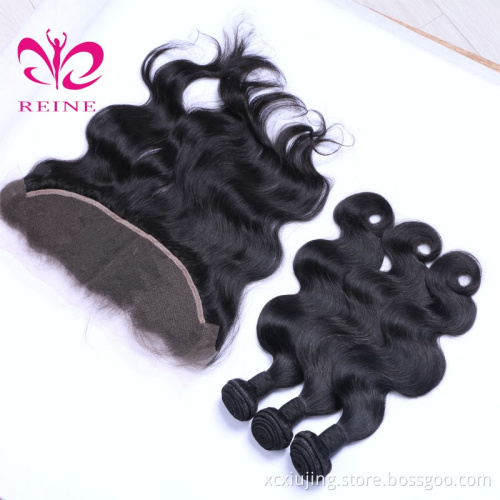 Grade 9a virgin body wave peruvian hair  with 13*4 Lace frontal,peruvian hair frontal closure,closure and3 bundles